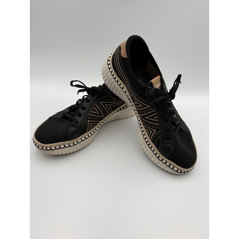 Skechers Wilshire Blvd Bellevue Sneakers Womens 7.5 Black Knit Memory Foam Shoes